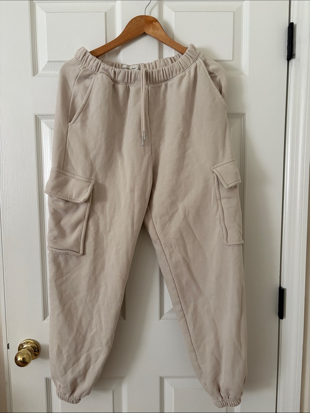 Abercrombie & Fitch Beige Soft A&F Essentials Cargo Sweatpants